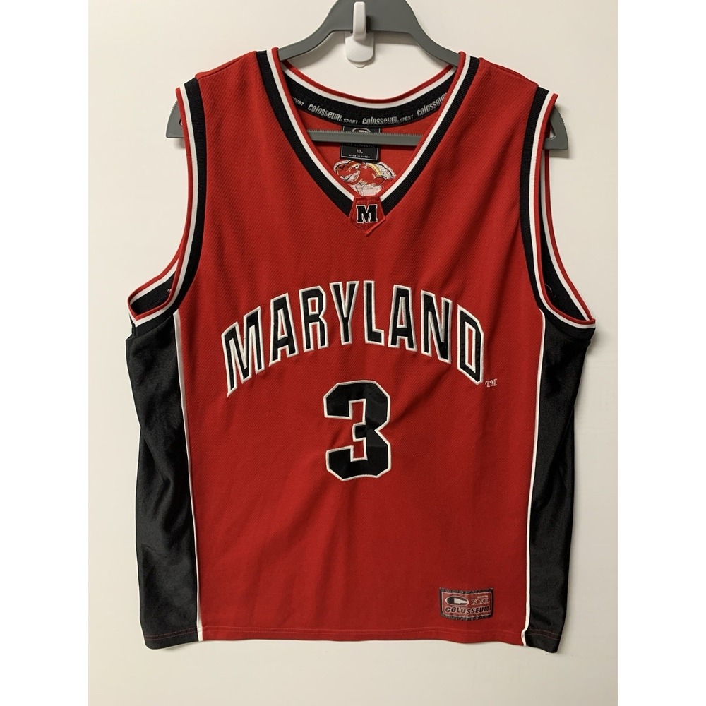 Vintage Colosseum Maryland Terrapins Basketball Jersey # 3 Size XL Red NCAA